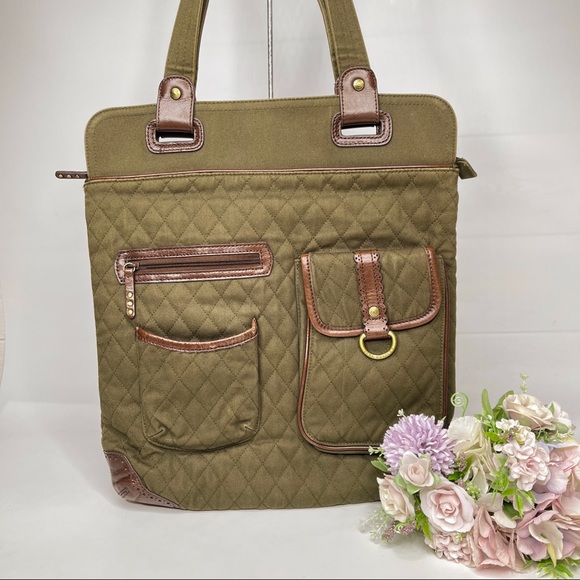 Vera Bradley Handbags - Vera Bradley Middleton Slim Olive Shoulder Bag